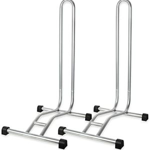 Schramm® Fahrradständer 2 Stück freistehend in Silber – Ideal für Garage oder Garten, 38 x 42 x 75 cm