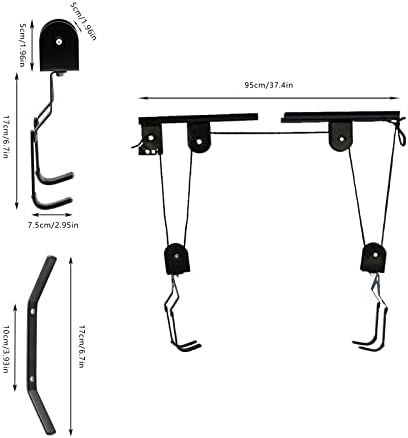 Fahrradhalter für die Decke - Hochbelastbarer Fahrradlift mit Seil für E-Bikes, bis 60kg, praktischer Haken 17cm