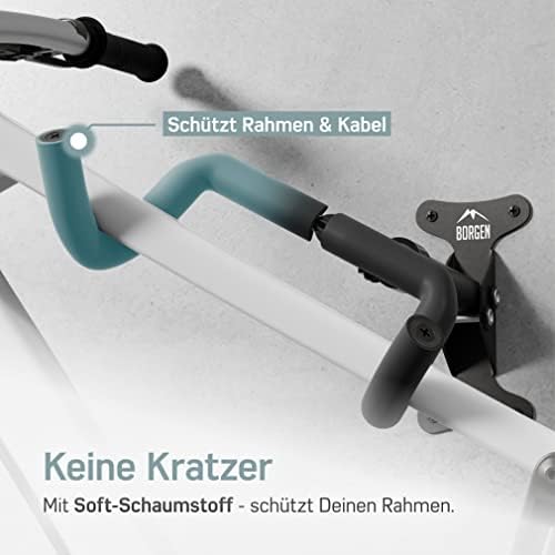 Borgen Fahrrad Wandhalterung - Klappbarer Halter für MTB & Rennrad, einstellbar bis 20 kg mit extra softe Polsterung