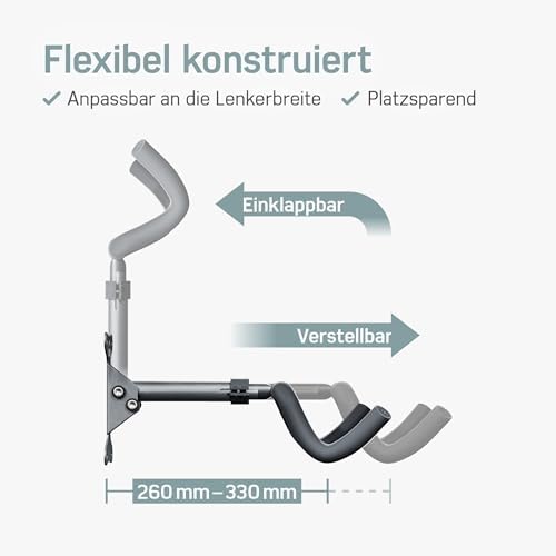 Borgen Fahrrad Wandhalterung - Klappbarer Halter für MTB & Rennrad, einstellbar bis 20 kg mit extra softe Polsterung