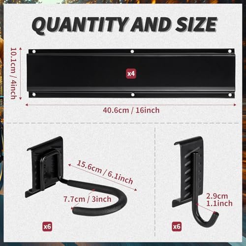 Fahrradständer von - Wandhalterung für Garagen, ideal für 6 Fahrräder & Helme, max. 270 kg Tragkraft, 160 cm Länge