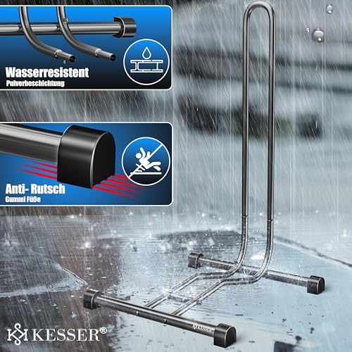 KESSER® Fahrradständer für Mountainbike & E-Bike | Freistehender Halter mit Luftpumpe | Stabil & platzsparend