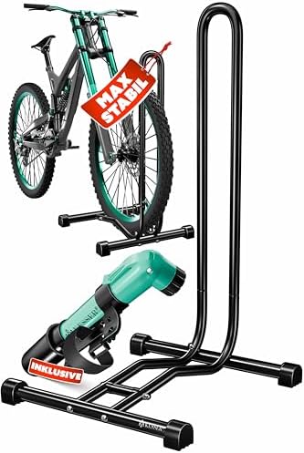 KESSER® Fahrradständer für Mountainbike & E-Bike | Freistehender Halter mit Luftpumpe | Stabil & platzsparend