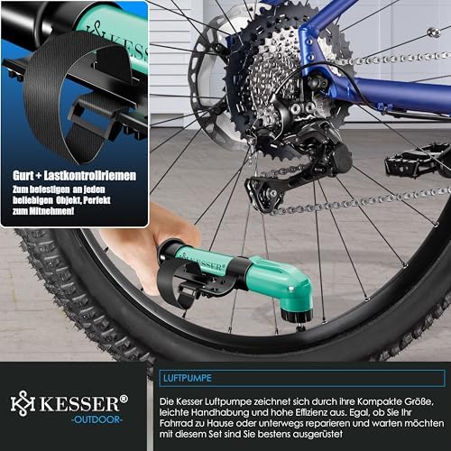 KESSER® Fahrradständer für Mountainbike & E-Bike | Freistehender Halter mit Luftpumpe | Stabil & platzsparend