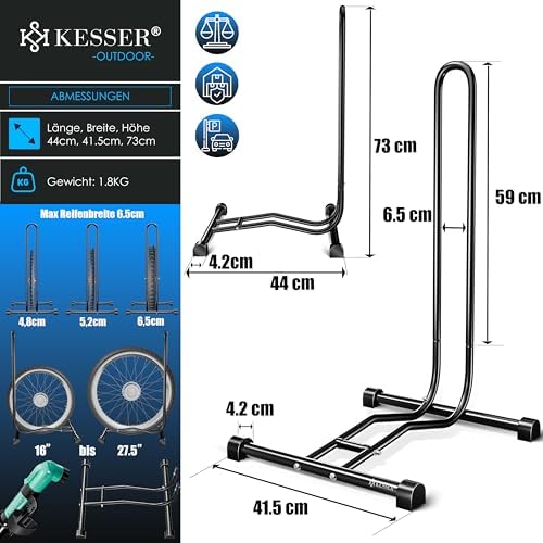 KESSER® Fahrradständer für Mountainbike & E-Bike | Freistehender Halter mit Luftpumpe | Stabil & platzsparend