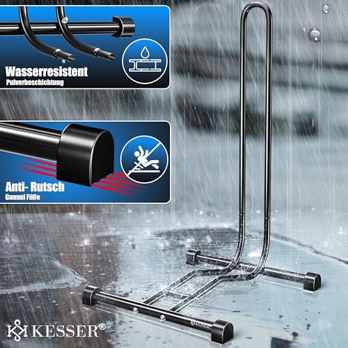 KESSER® Fahrradständer für Mountainbike & E-Bike | Freistehender Halter mit Luftpumpe | Stabil & platzsparend