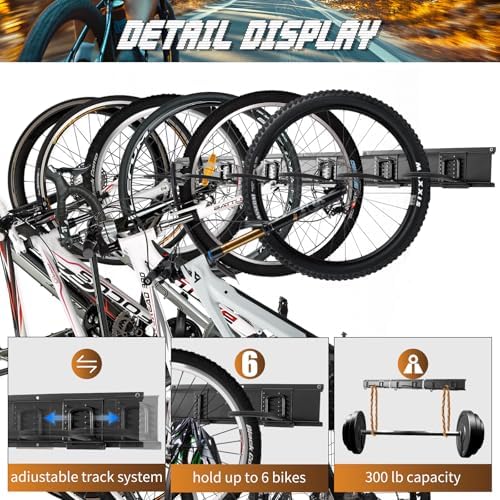 Fahrradständer von - Wandhalterung für Garagen, ideal für 6 Fahrräder & Helme, max. 270 kg Tragkraft, 160 cm Länge