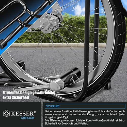 KESSER® Fahrradständer für Mountainbike & E-Bike | Freistehender Halter mit Luftpumpe | Stabil & platzsparend