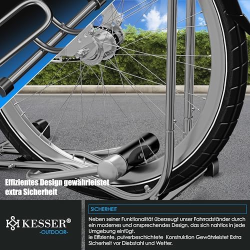 KESSER® Fahrradständer für Mountainbike & E-Bike | Freistehender Halter mit Luftpumpe | Stabil & platzsparend