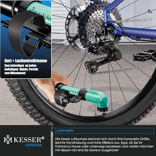 KESSER® Fahrradständer für Mountainbike & E-Bike | Freistehender Halter mit Luftpumpe | Stabil & platzsparend