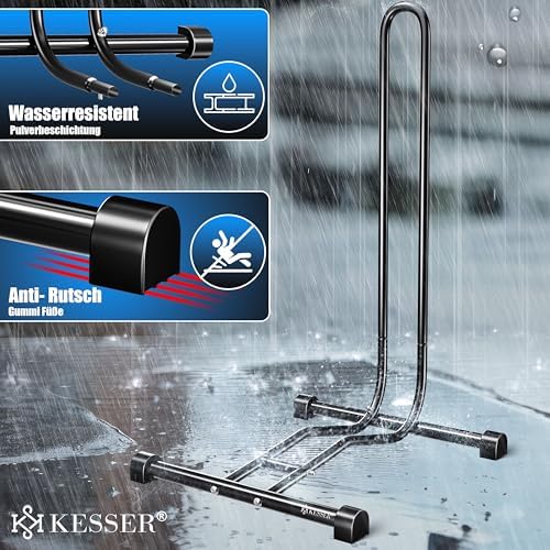 KESSER® Fahrradständer für Mountainbike & E-Bike | Freistehender Halter mit Luftpumpe | Stabil & platzsparend